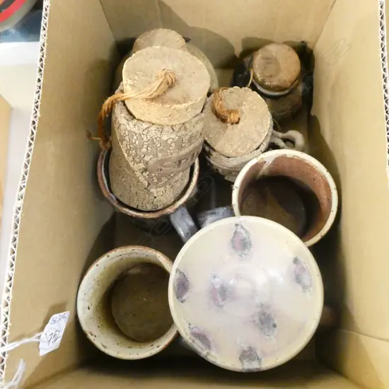 SMALL BOX POTTERY SPICE JARS, MUGS, DISHES 