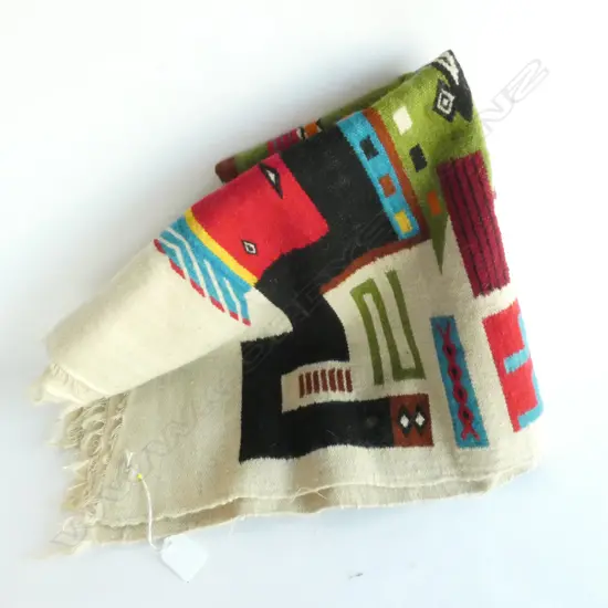 EQUADORIAN HAND WOVEN WALL HANGING C1973, W. 1370X400MM