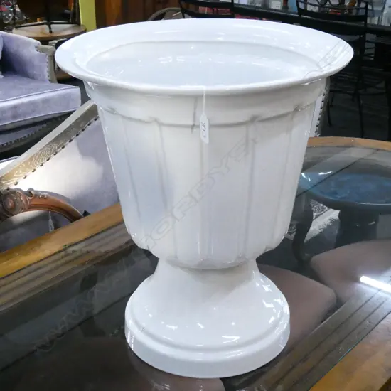 MCSKIMMING WHITE GLAZED LARGE URN (2 PCE)