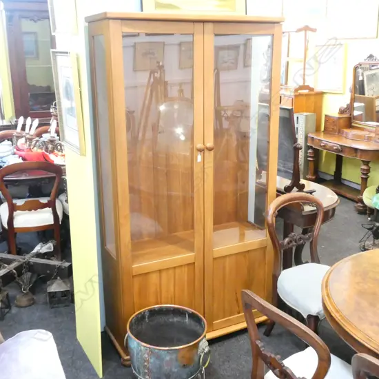 GLAZED RIMU DISPLAY CABINET H. 1840MM