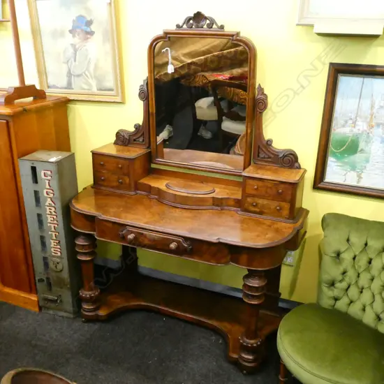 BURR WALNUT VICTORIAN DRESSING TABLE H. 1600MM