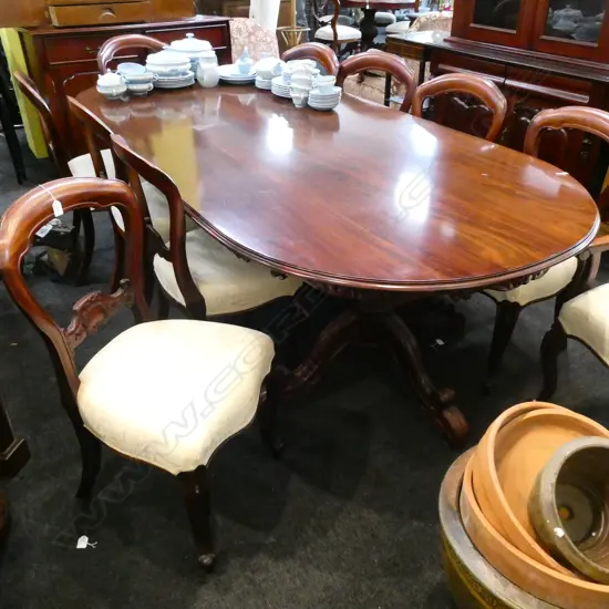 LONG MAHOGANY TABLE L. 2470MM + 10 CHAIRS
