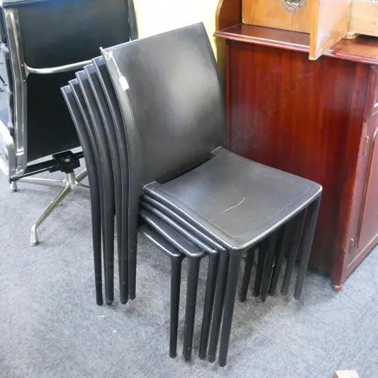 X6 BLACK ITALIAN STACKER CHAIRS - GABER 'MOON' CHAIRS