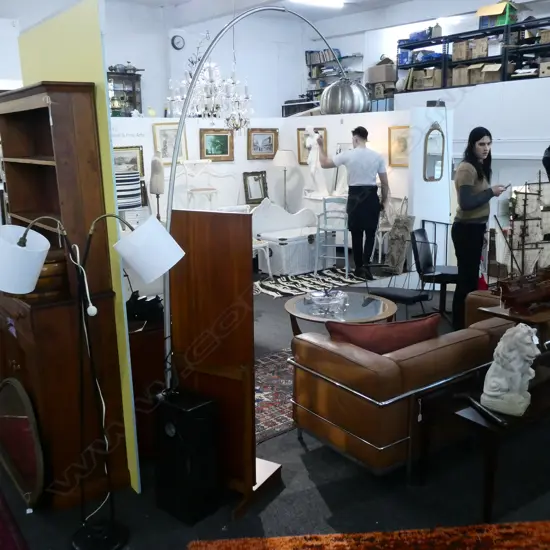 FLOS STYLE BLACK MARBLE BASE ARC FLOOR LAMP