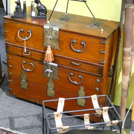 MID CENTURY KOREAN CHEST WITH DRAWERS, L. 740, D. 360, H. 750MM