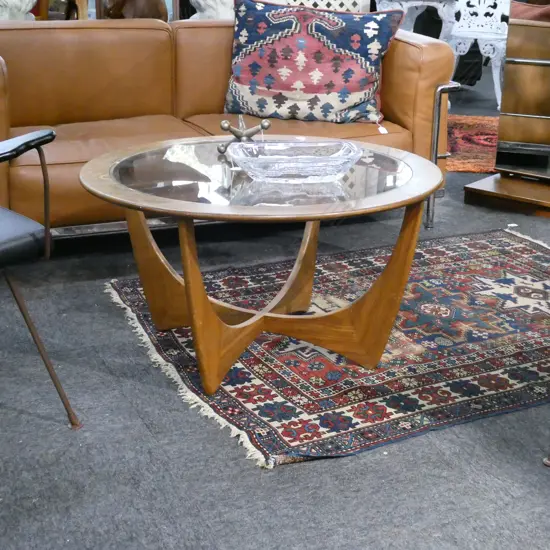 G-PLAN ASTRO CIRCULAR WOOD AND GLASS COFFEE TABLE