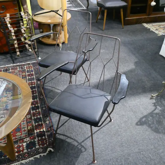 2 RETRO WIRE ARMCHAIRS