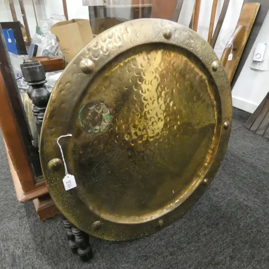 BRASS TOPPED FOLDING TABLE D 590 MM