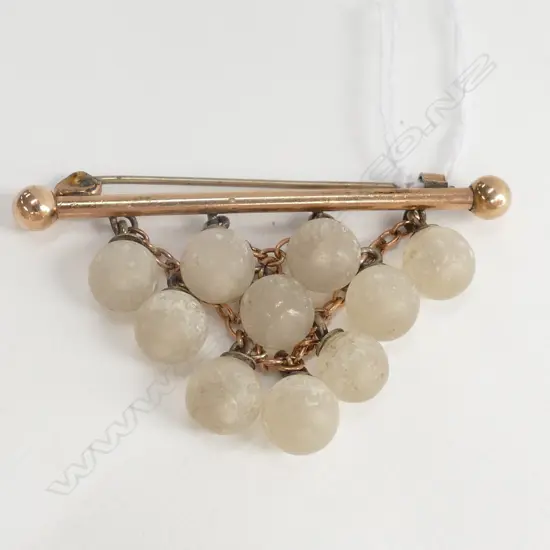 9ct GOLD & SIMULATED PEARL BROOCH