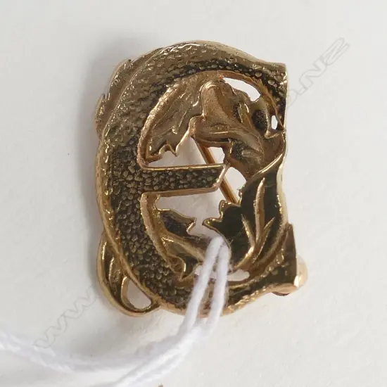 9ct GOLD INITIAL 'E' BROOCH 1.54gm