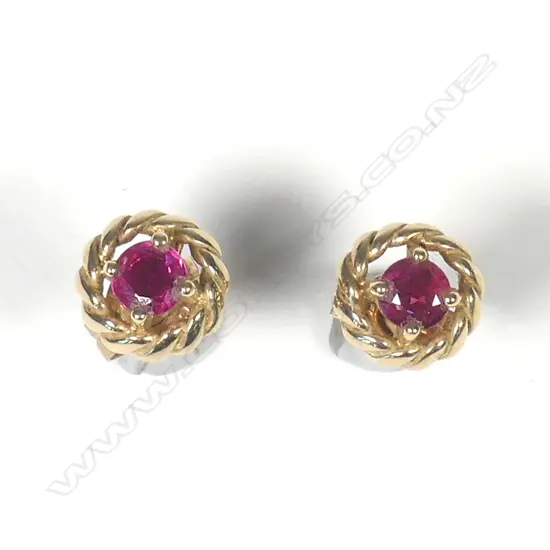 PAIR 9CT GOLD AND RUBY EARRINGS