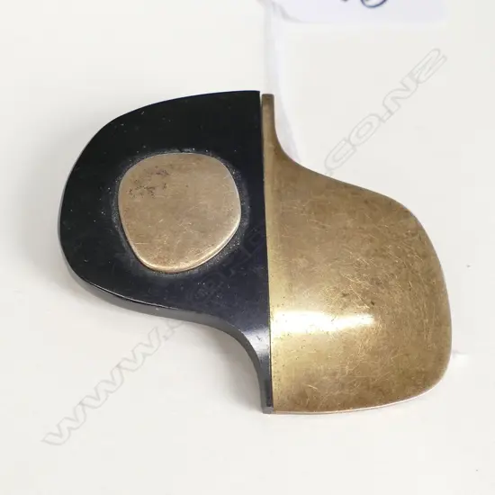 STERLING SILVER & BLACK RESIN MODERNE BROOCH 