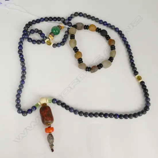 LAPIS LAZULI NECKLACE AND STONE BRACELET