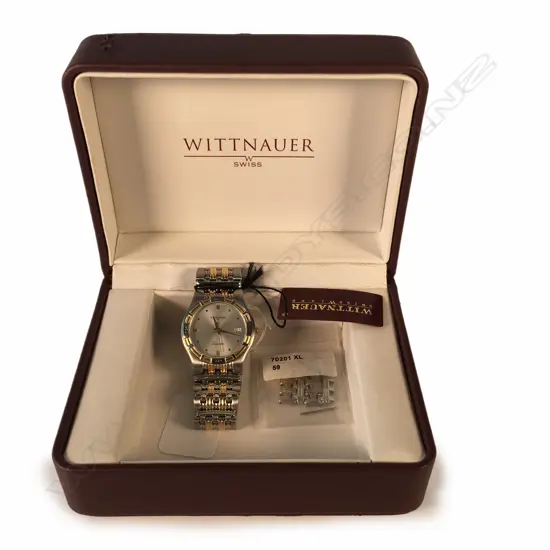 WITTNAUER? LAUREATE SWISS MENS WATCH, BOXED, SPARE LINKS