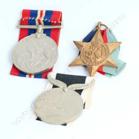 3 WWII MEDALS; DEFENCE, STAR AND SERVICE
