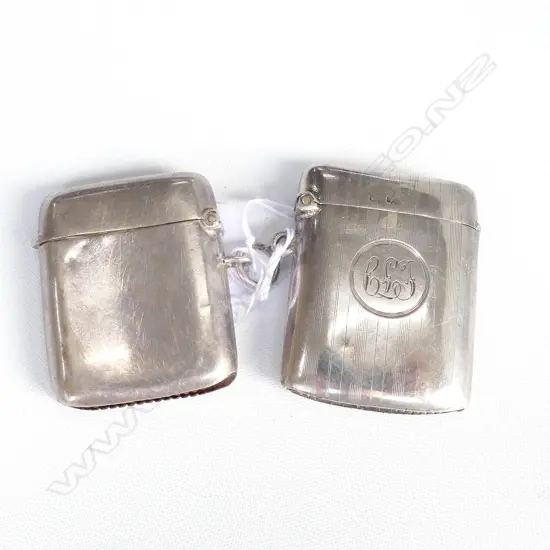 2 STG SILVER VESTA CASES BIRMINGHAM 1912 AND 'CLJ' 1920 38.5 GRAMS