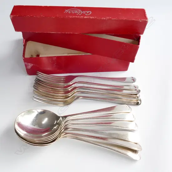 ASHBERRY SILVER PLATED DESSERT SPOONS &amp; FORKS IN BOXES