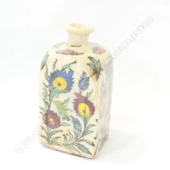 PERSIAN SQUARE SECTION BOTTLE VASE (APPEARS TO BE QAJAR DYNASTY)