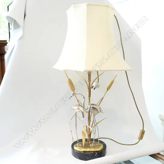 METAL FLAMINGO AND MARBLE LAMP 750MM H