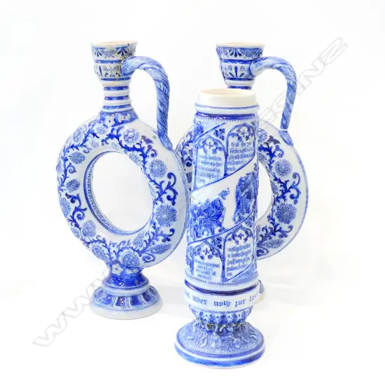 3 B/W GERMAN WESTERWALD VASES AF 435MM H