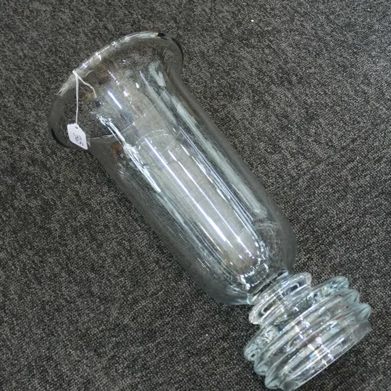 HEAVY HAND MADE GLASS VASE PORTUGAL375MM H