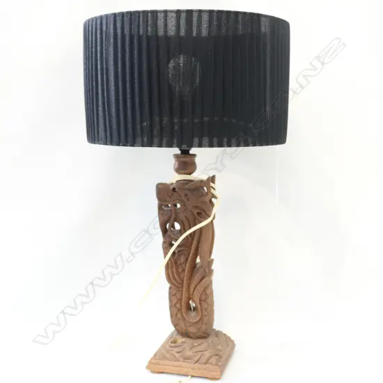 CARVED WOODEN INDONESIAN LAMP 615MM H
