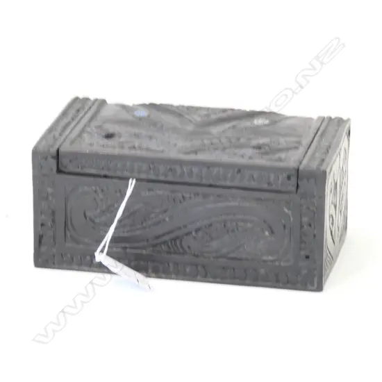 SMALL CARVED WOODEN MAORI BOX 160MM L
