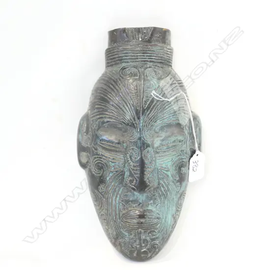 CAST BRONZE MAORI STYLISED MASK 280MM H