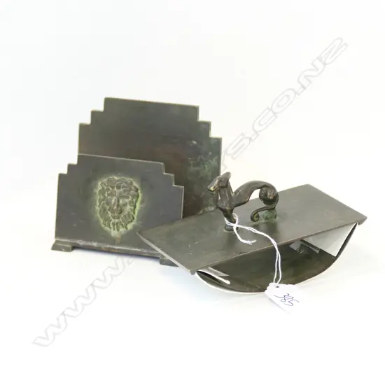 BRONZE LETTER HOLDER AND INK BLOTTER