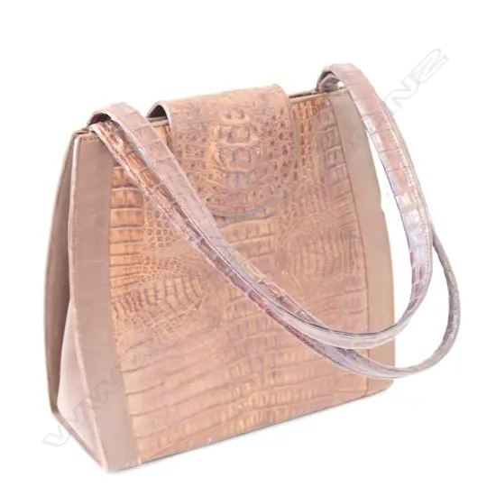 VINTAGE CROCODILE HANDBAG, W. 260MM