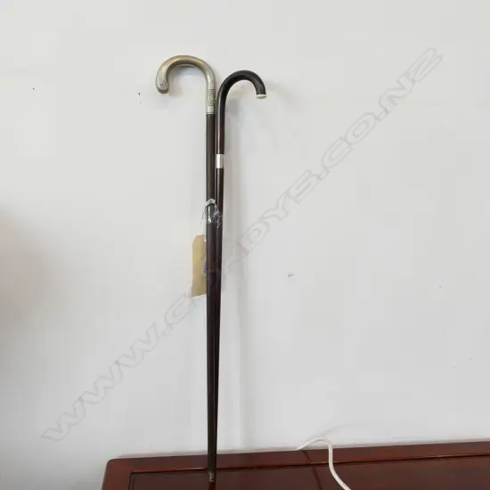 ART DECO WALKING STICK 800 SILVER BAND, IVORY TRIM, OTHER ART NOUVEAU 910MM L 