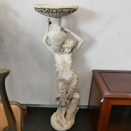 PLASTER BIRD BATH FEMALE FIGURE 1310MM H