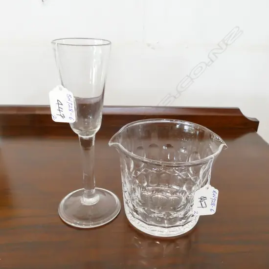 2 19THC CUT GLASS PCES. GEO.III GLASS RINSING BOWL & WINE GLASS