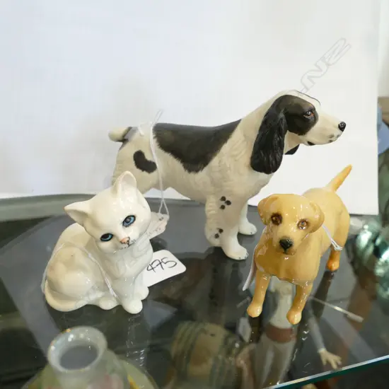 AYNSLEY SPANIEL & BESWICK CAT & DOG LONGEST L.140MM