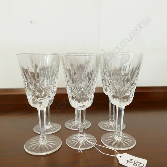 6 WATERFORD SHERRY GLASSES 130MM H