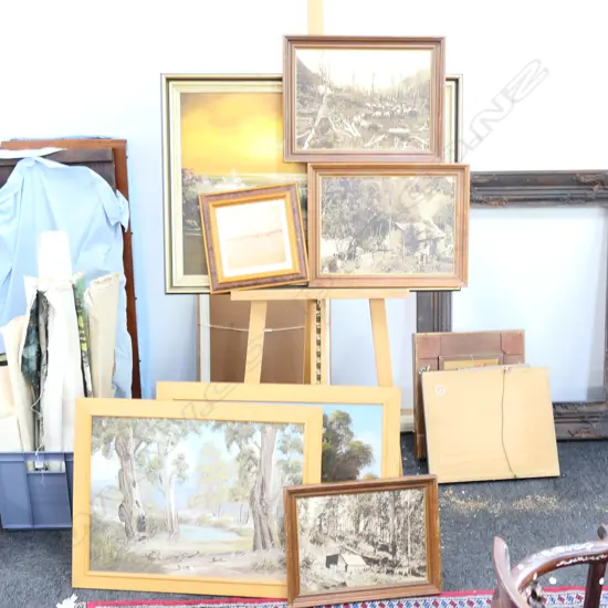 3 LANDSCAPE OILS & 4 REPRODUCTION PRINTS