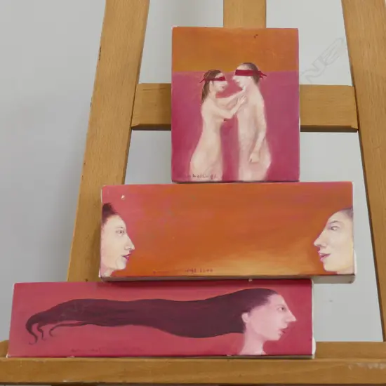 3 ANNA HOLLINGS PAINTINGS OIL ON CANVAS L 290 MM