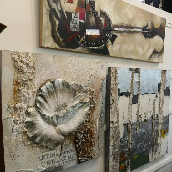 3 ABSTRACT CANVASES LARGEST 1M SQ