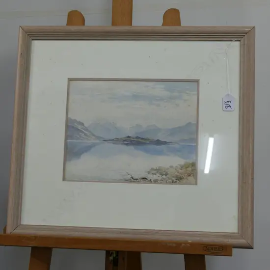 FRAMED W.J.WADHAM W/C OF STH ISLAND LAKE & MOUNTAINS W.515MM X 465MM