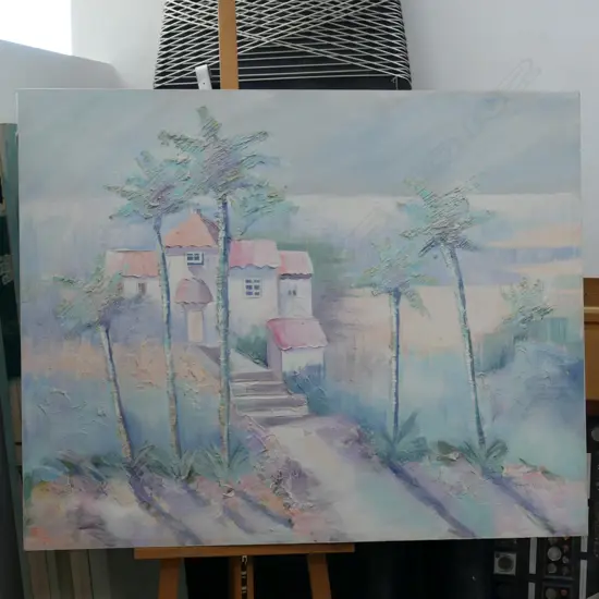 LARGE PAINTING OF A MEDITERRANEAN SCENE 1270 X 1020 MM