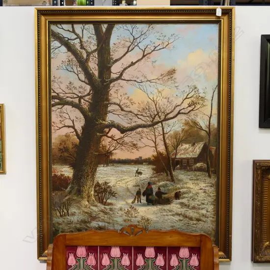 LARGE  OIL WINTER LANDSCAPE by N TAYLOR