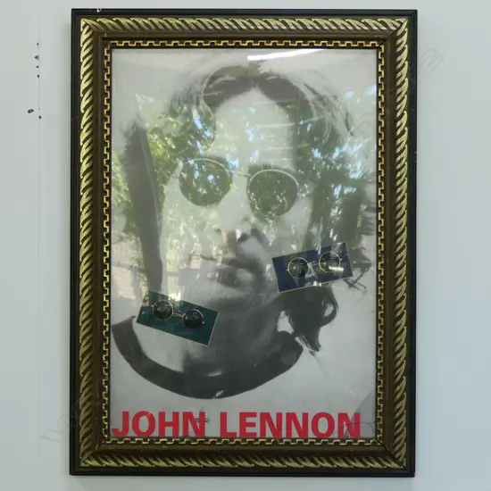 FRAMED JOHN LENNON POSTER WITH 2 PRS GLASSES 1035 X 770MM
