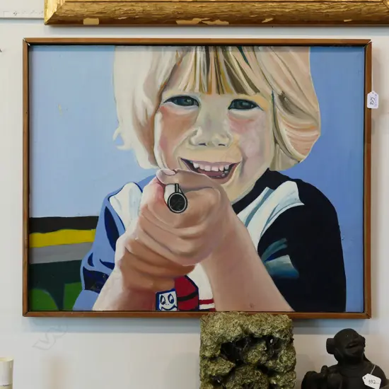 ARTIST UNKNOWN ACRYLIC ON CANVAS OF A YOUNG BOY 740 X 590 MM