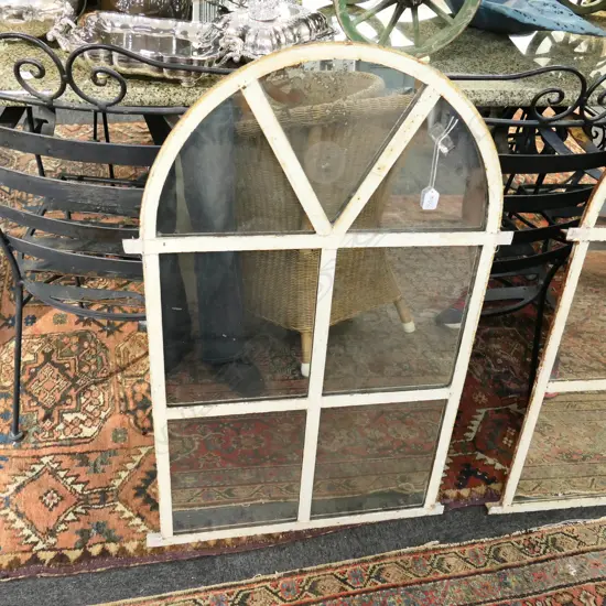 OLD FRENCH CAST IRON WINDOW MIRROR
