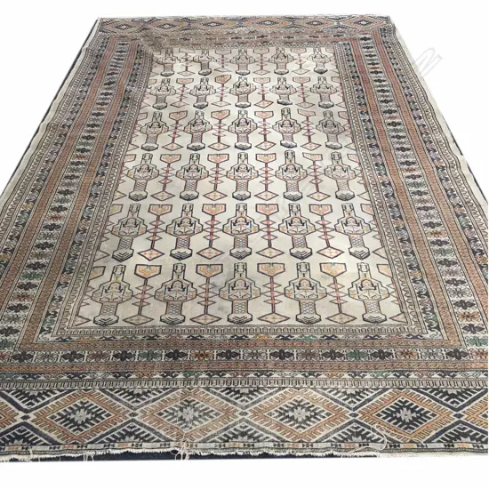 LG CREAM HANDKNOTTED WOOLEN IRANIAN CARPET, TRIBAL MOTIFS, 2900 X 2010MM