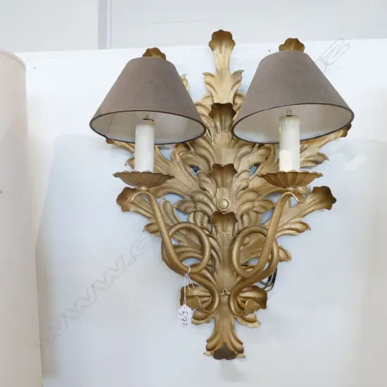GILT METAL FOLIATE DESIGN SCONCE 600 H