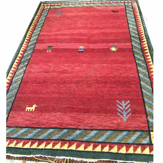 LG RED GABEH PERSIAN CARPET, ANIMAL & HUMAN MOTIFS, 2370 X 1680MM