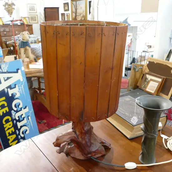NATIVE WOOD ROOTSTOCK LAMP BASE w KAURI SLAT SHADE