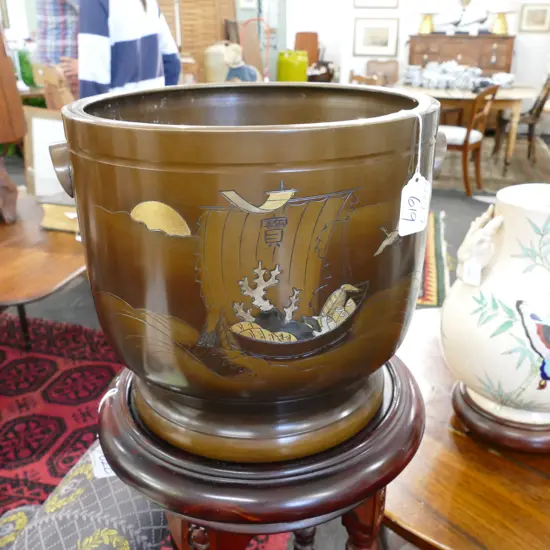JAPANESE BRONZE FIREPOT/ JARDINIERE