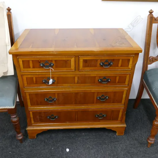 YEW CHEST OF 5 DRAWERS 730MM H